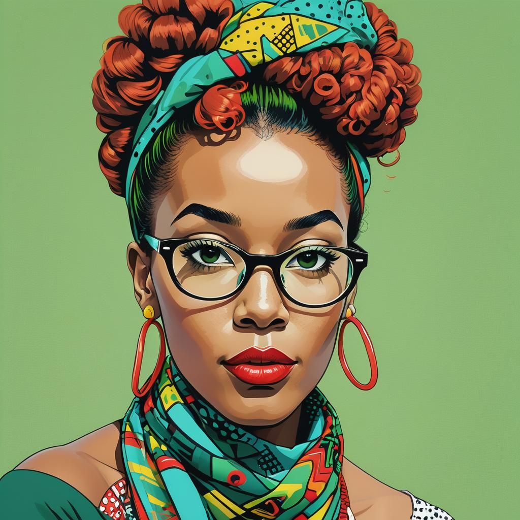 Pop Art Portrait of Woman with Red Hair