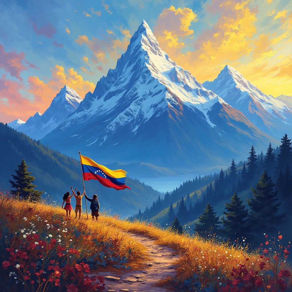 Stylized Mountain Wallpaper in Painterly Vector Design