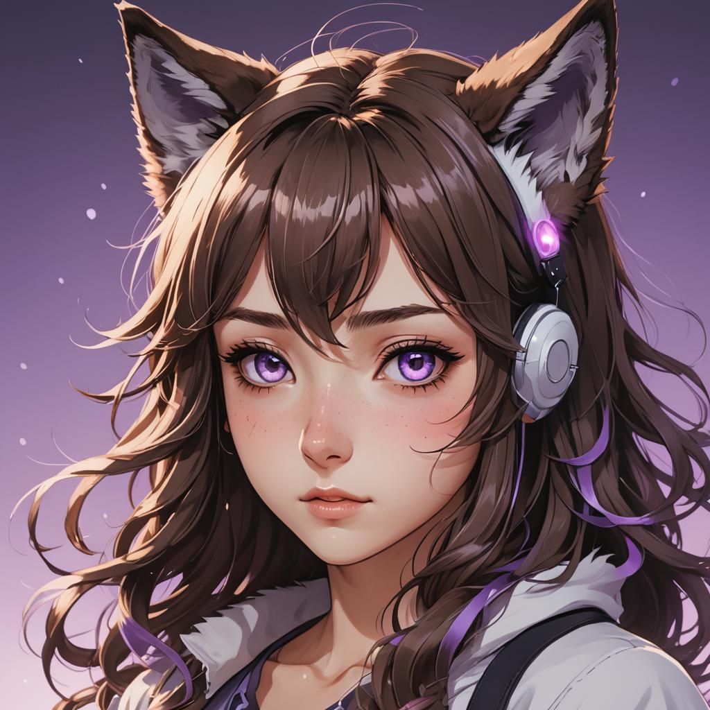 Anime Girl with Wolf Ears and Heterochromia