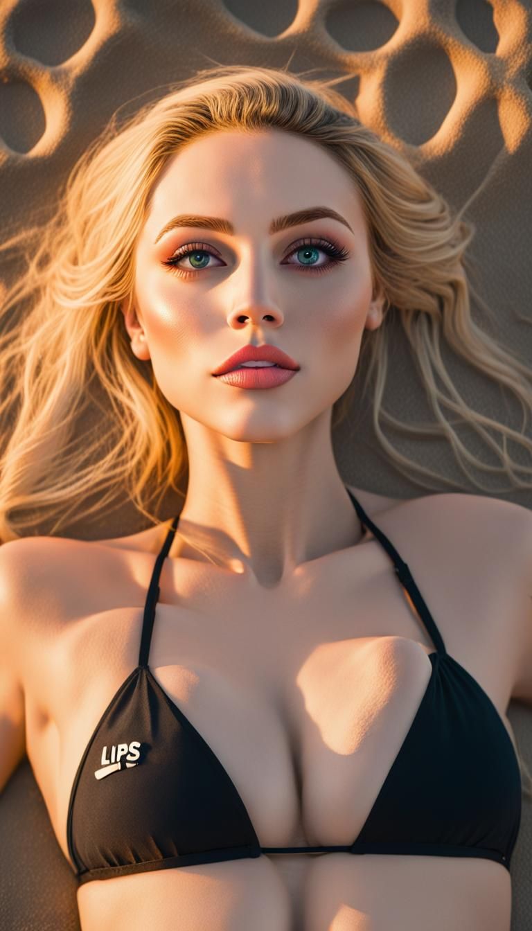 Sunset Beach: Photorealistic Blonde in Bikini