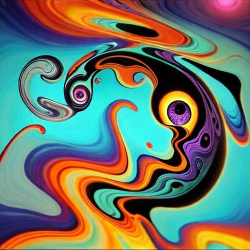 Surreal Eyeballs Floating in Dark Void