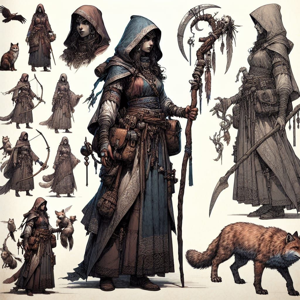 Powerful Middle Eastern Druidess in Dark Fantasy Setting