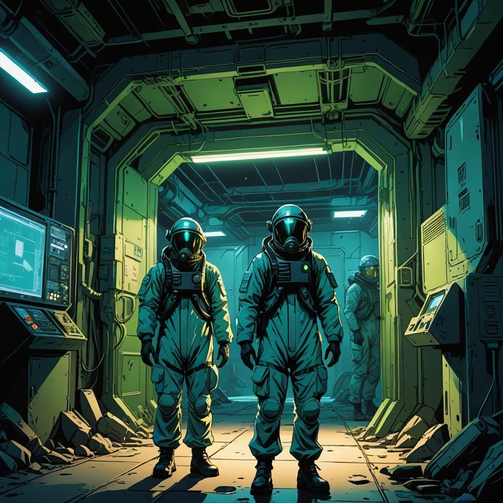 Guarded Entrance to Area 51 in Vibrant Sci-Fi Style