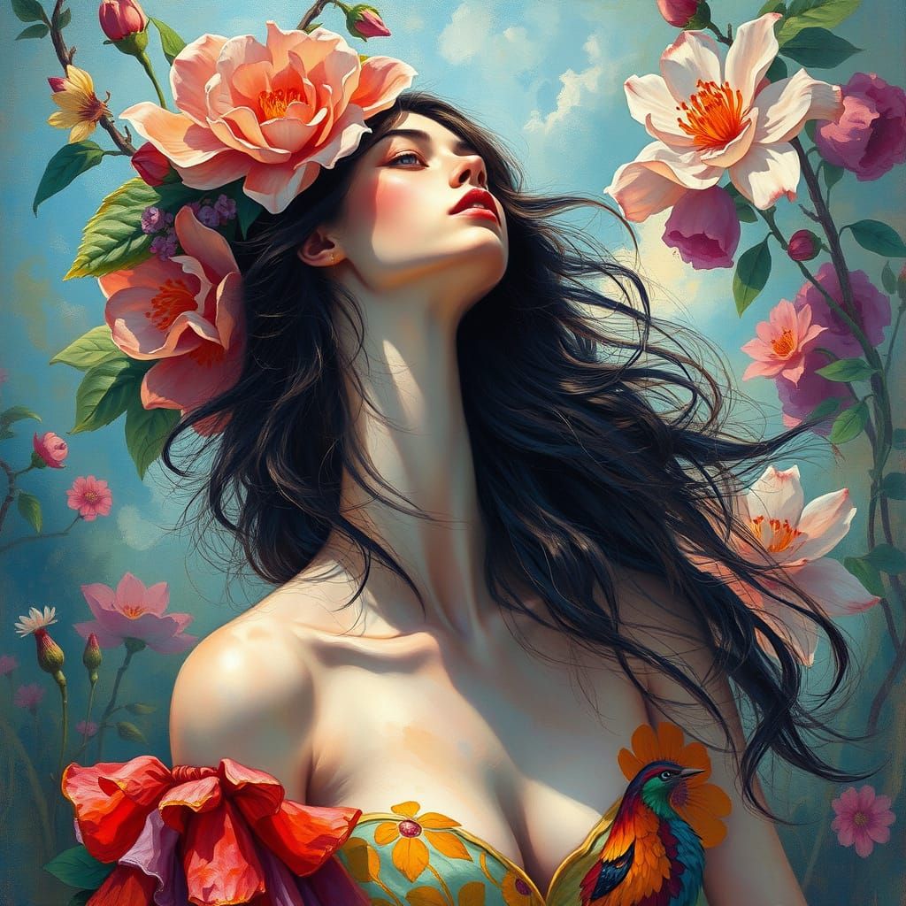 Impressionist Fantasy Figure in Rich Jewel Tones