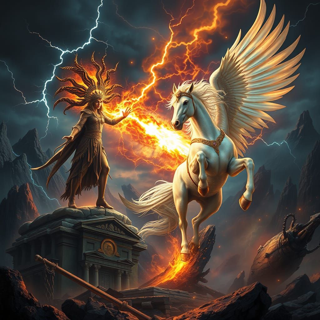 Medusa vs Pegasus: Epic Mythological Battle