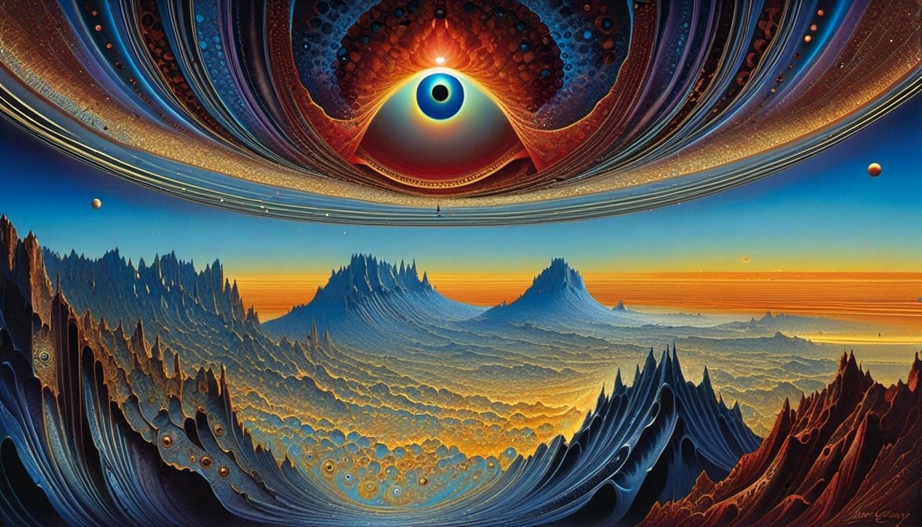 Surreal Cosmic Eye Dreamscape in Alcohol Ink Style