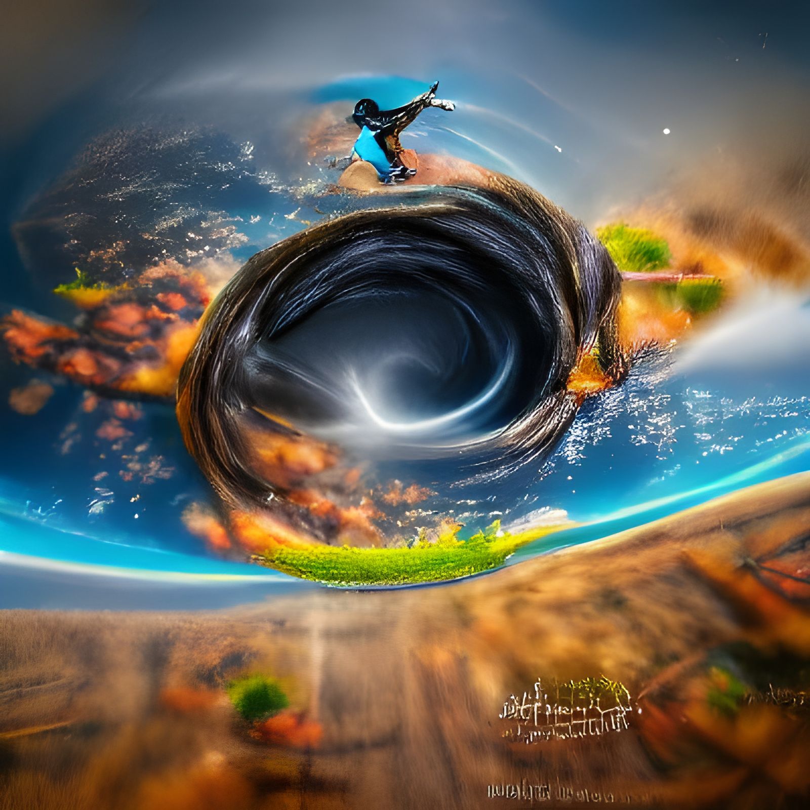 Earth Plunging into Black Hole: HDR Digital Art