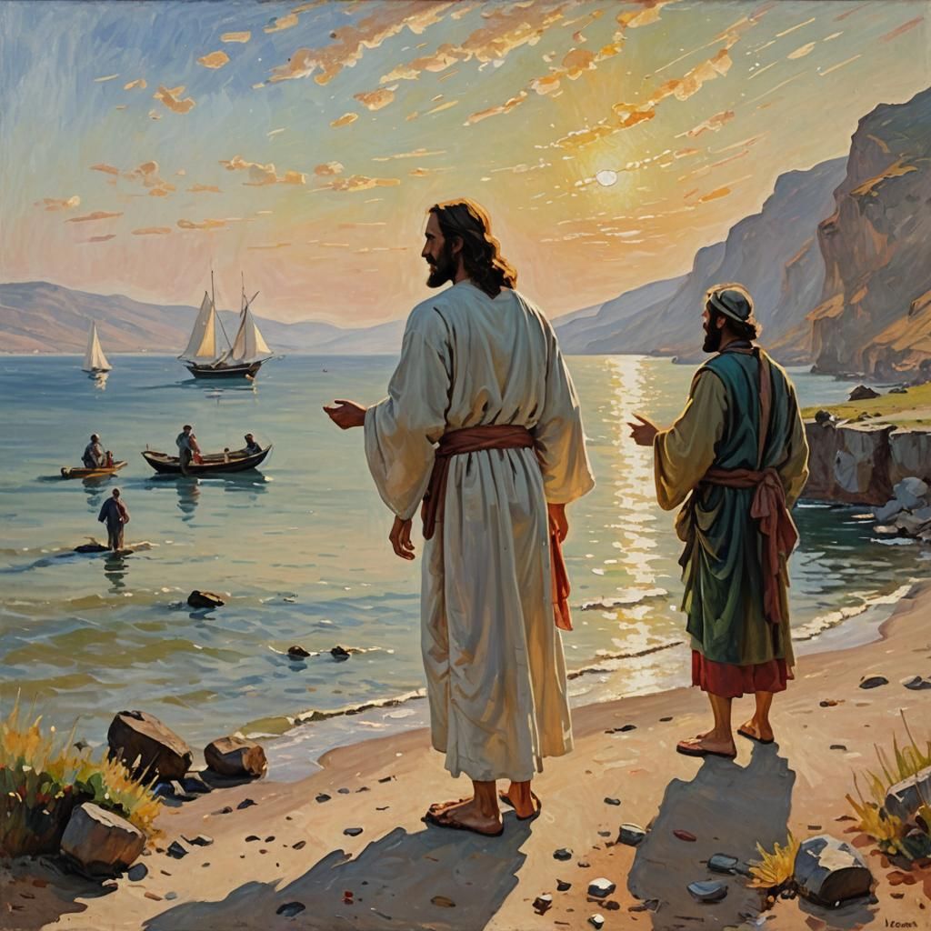 Jesus Calls Fishermen: An Impressionist Painting of Galilee