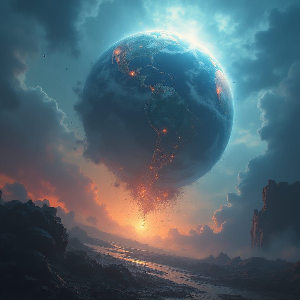 Surreal Apocalypse: Earth's Descent into Chaos