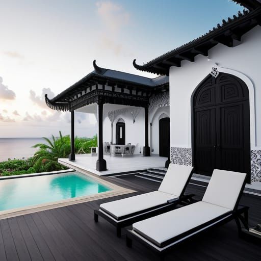 Exquisite Villa with Intricate Black and White Patterns