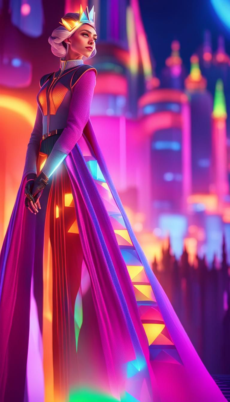 Futuristic Princess with Technical Crown Concept Art