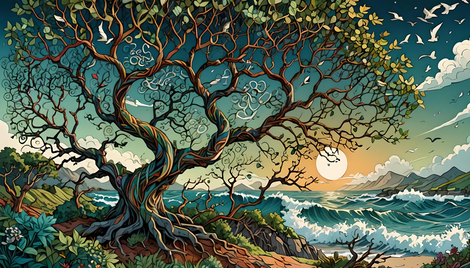 Windy Day Trees in Fantastical Concept Art