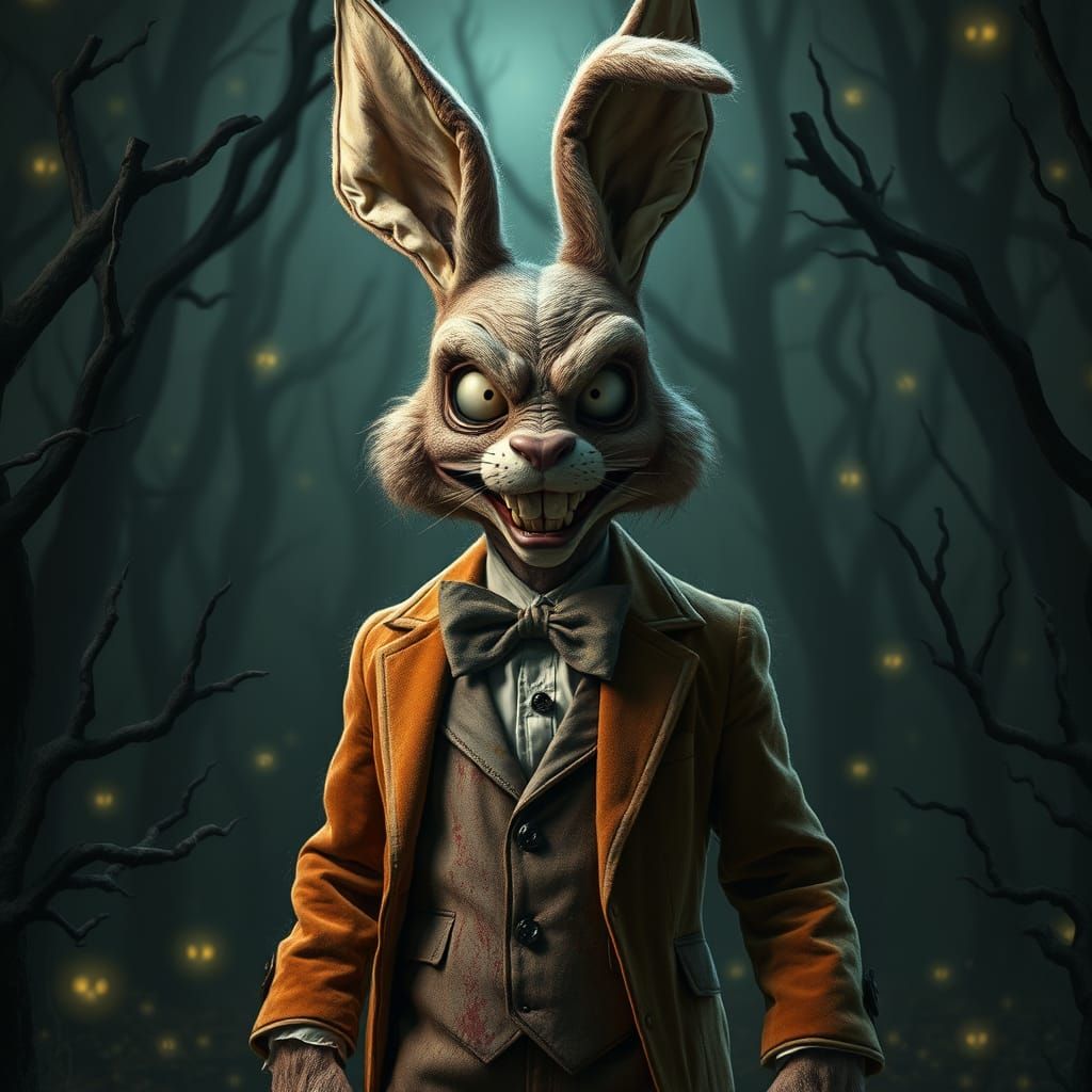 Mysterious Easter Bunny in Dark Whimsy