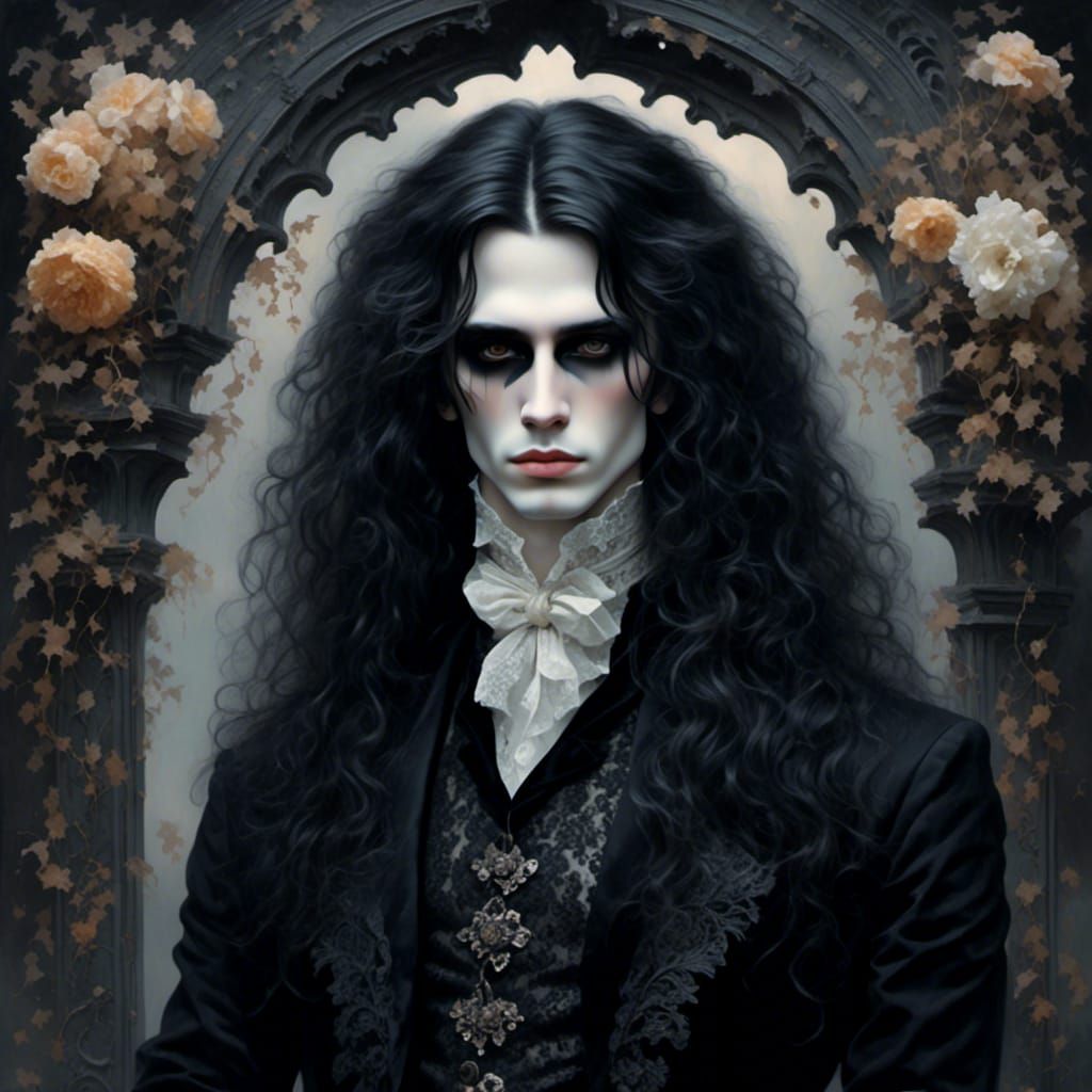 Gothic Victorian Man in Romantic Dark Oil Painting