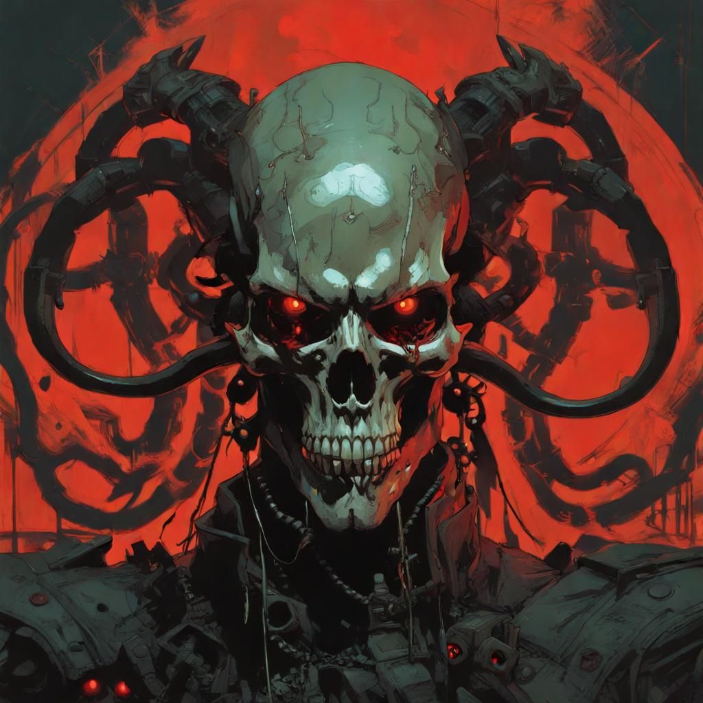 Demonic Skull with Tentacles and Runes