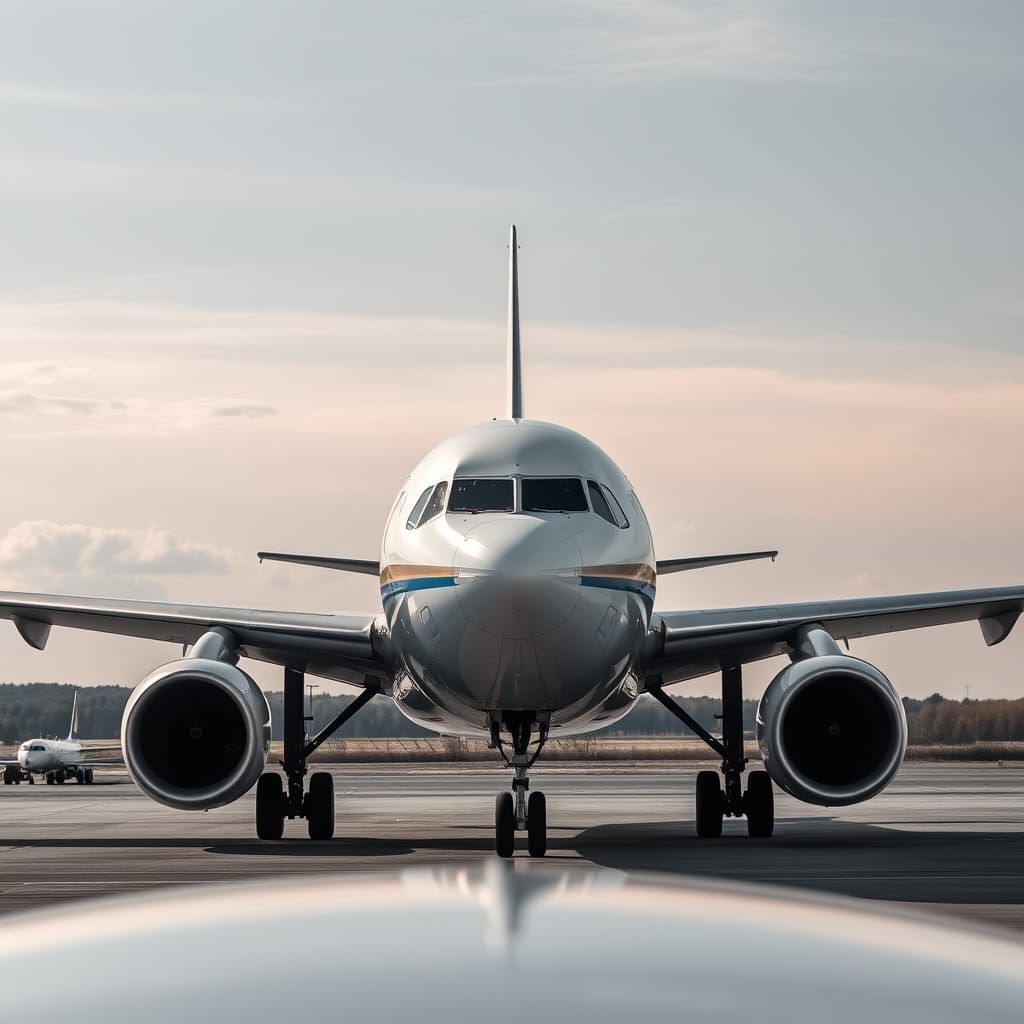 Airplane Takes Off in a Dramatic Impressionist Painting