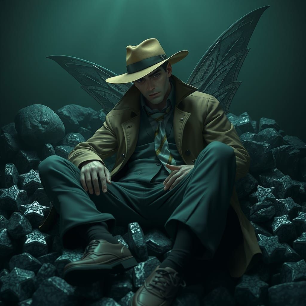 Mature Muscled Male Hardboiled Film Noir Detective Fairy on ...