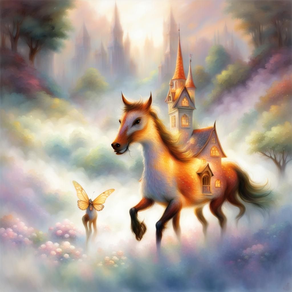 Ethereal Fairy Town in Hyperdetailed Fantasy Style