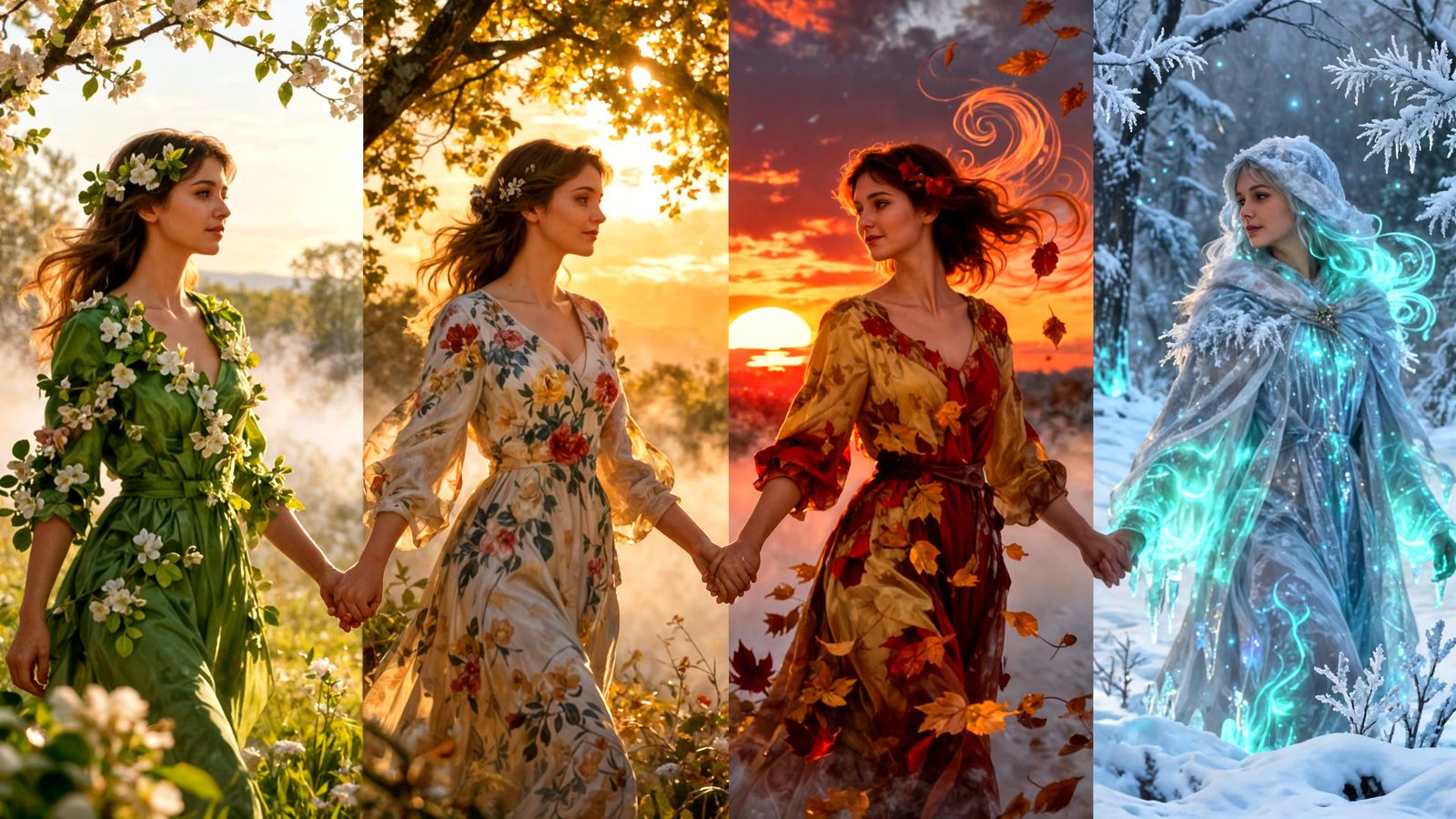 Four Seasons Woman in Hyperrealistic Digital Matte Painting ...