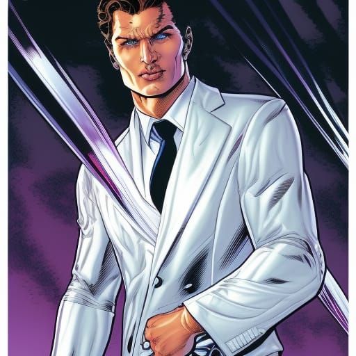 Superman in White Suit: Comic Book Art