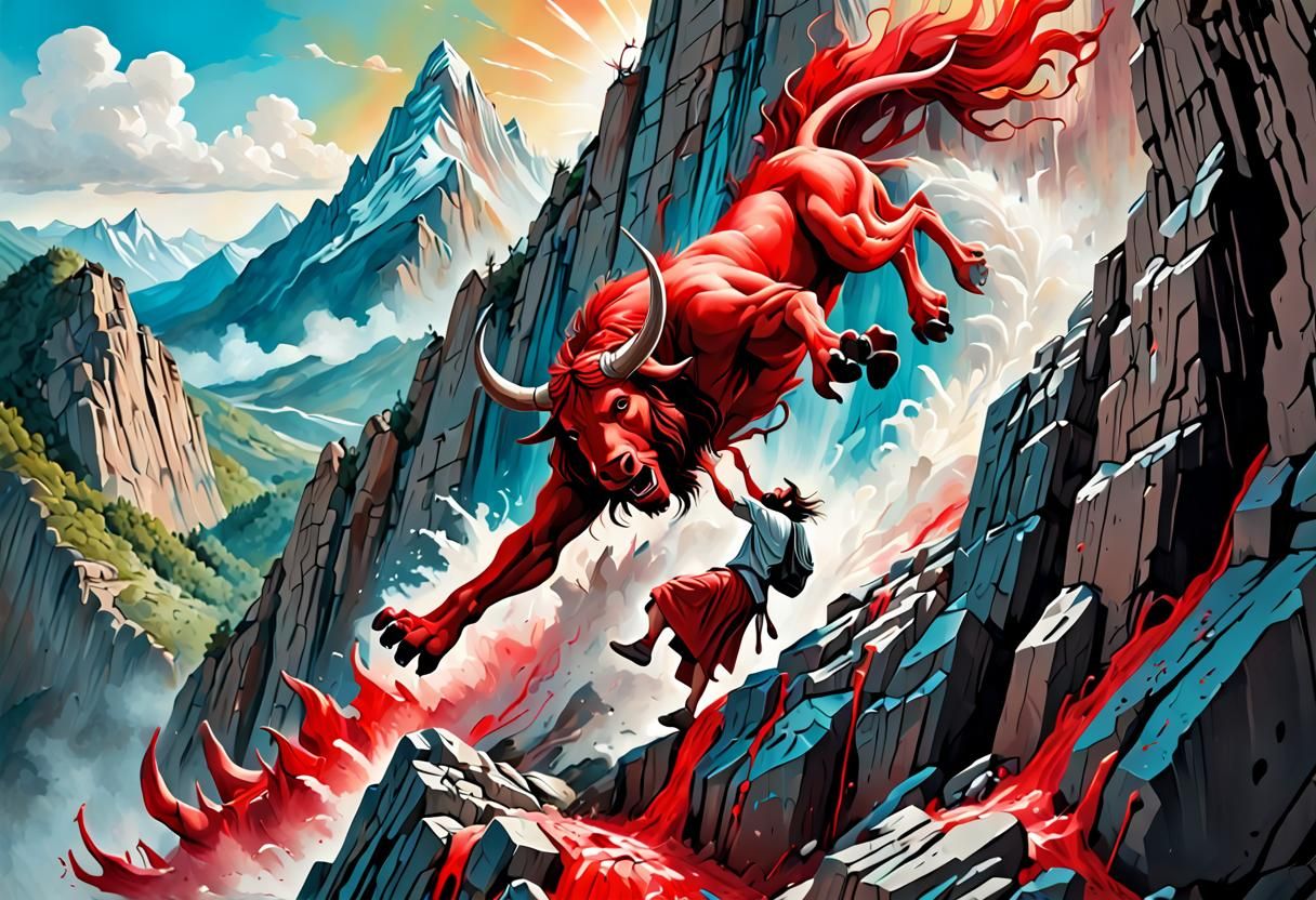 Jesus Rescues a Beast in Graffiti Art Style