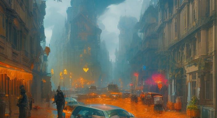 Morning Blues in Cyberpunk Style