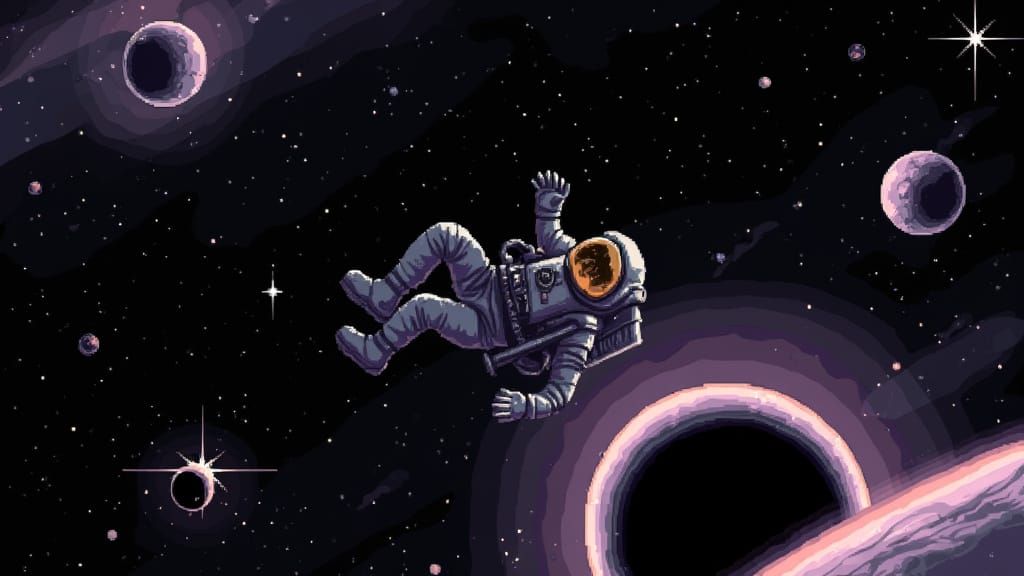 Astronaut in Retro-Futuristic Spacesuit Surrounded by Stars ...