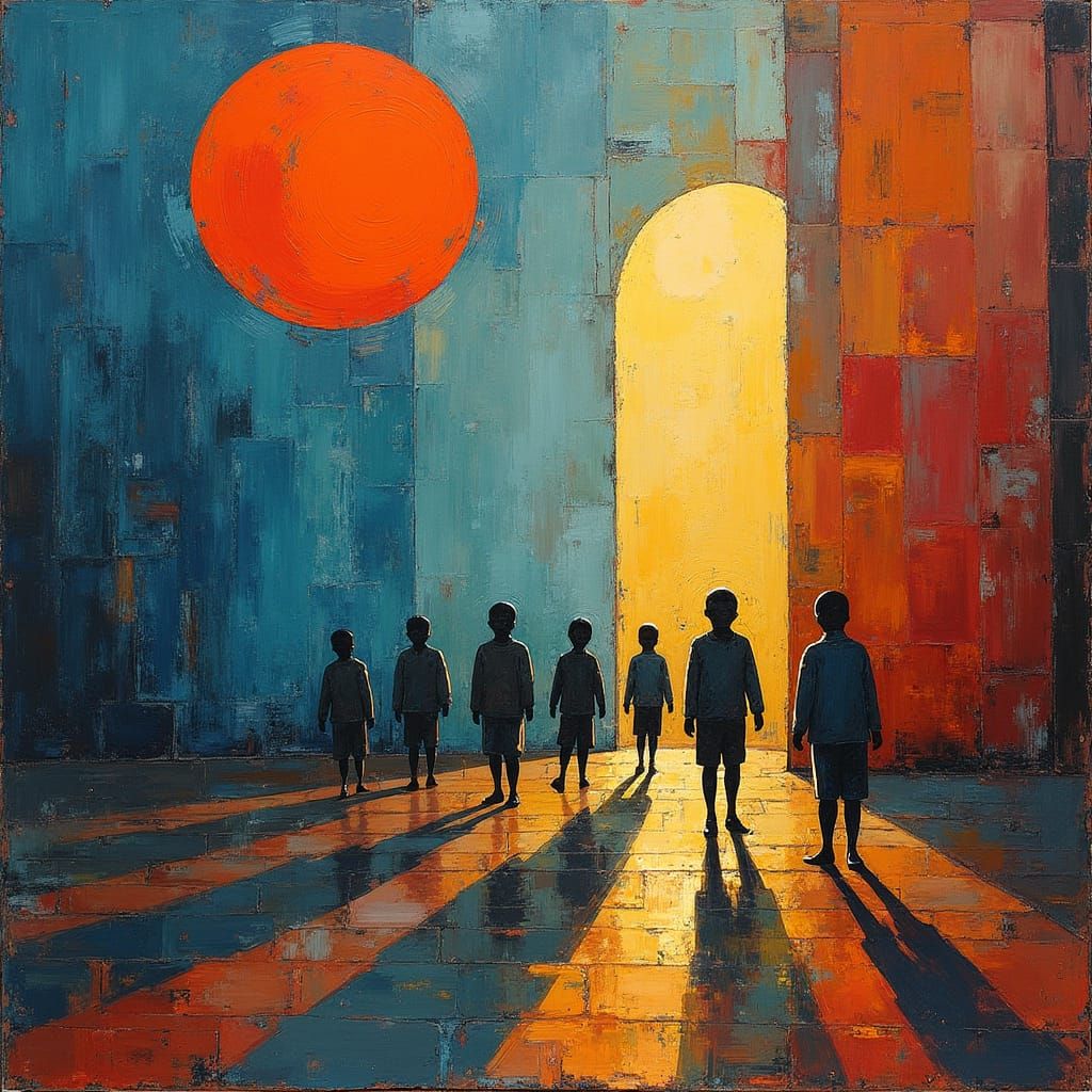 Abstract Expressionist Factory Scene in Astral Style