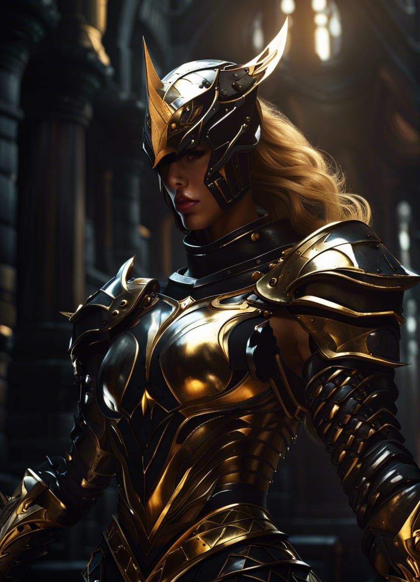 Muscular Knight Girl in Dark Fantasy Style