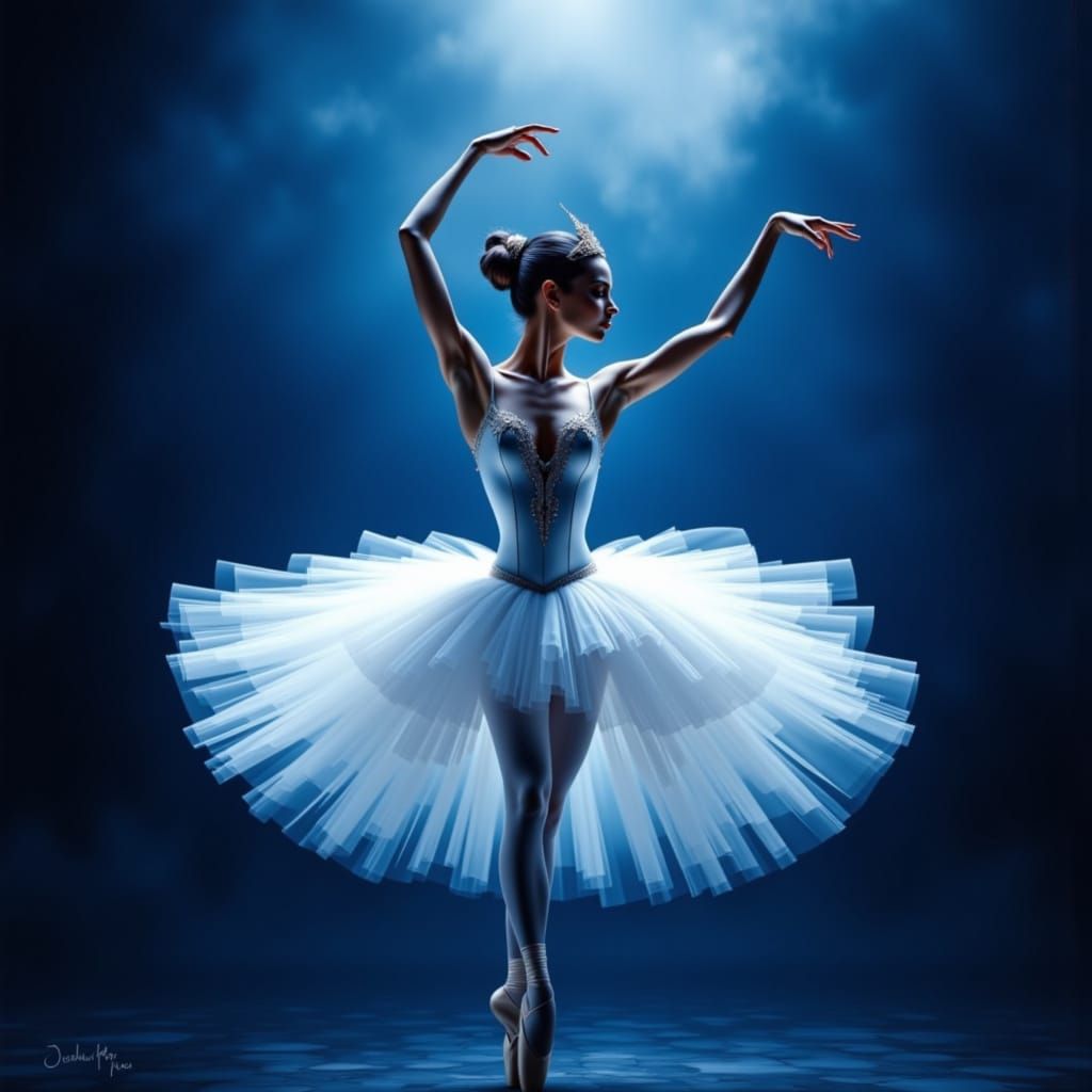 Ballerina Dancing Swan Lake in Ethereal Backlighting