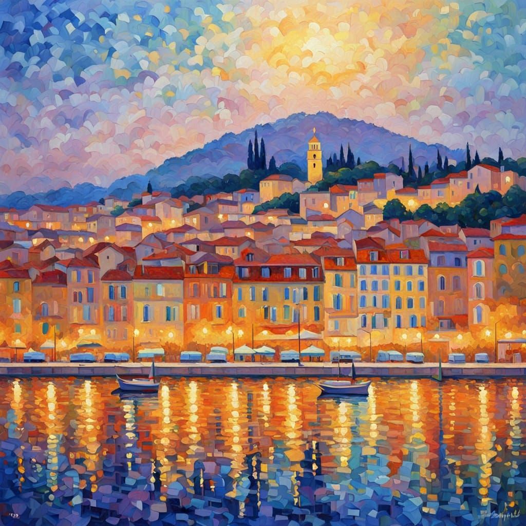 Nice, France in Neo-Impressionist Style