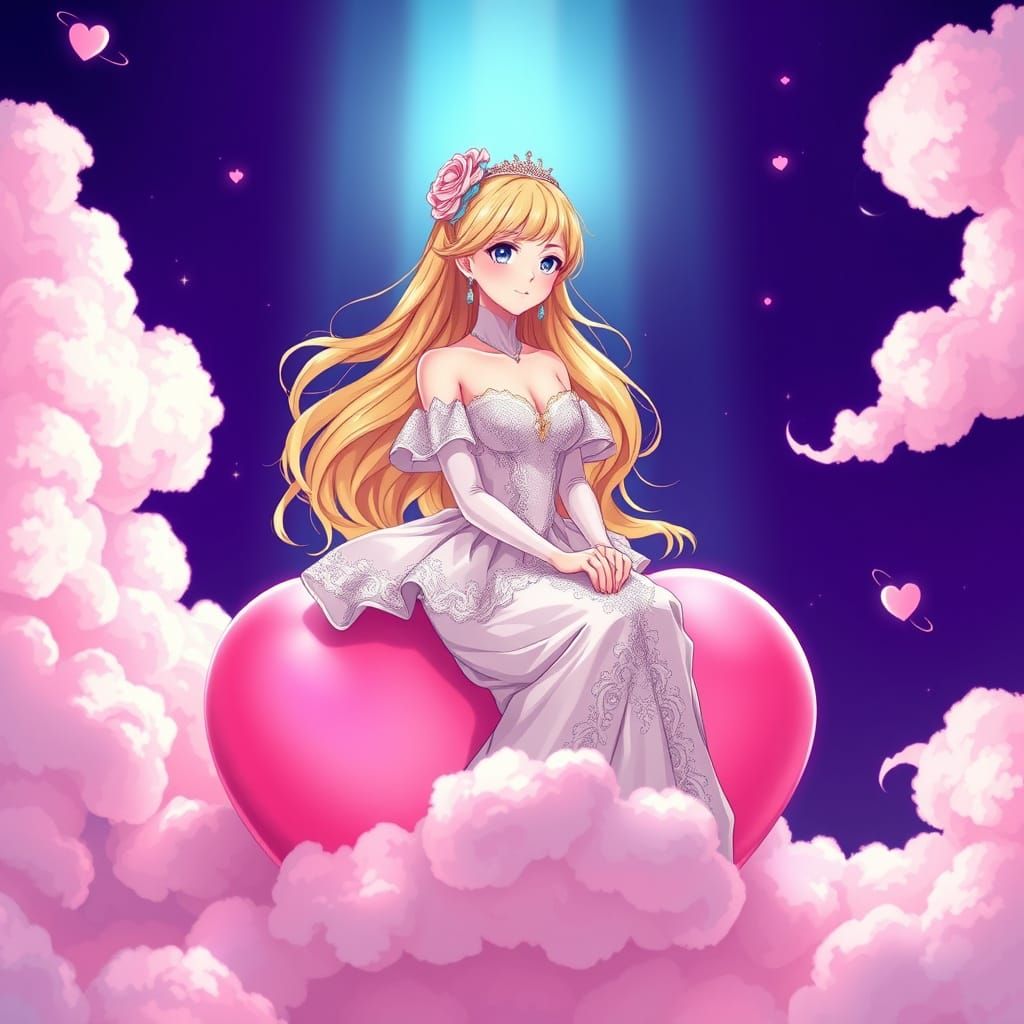 Princess Reigns in Celestial Beauty, in Flat Manga Style