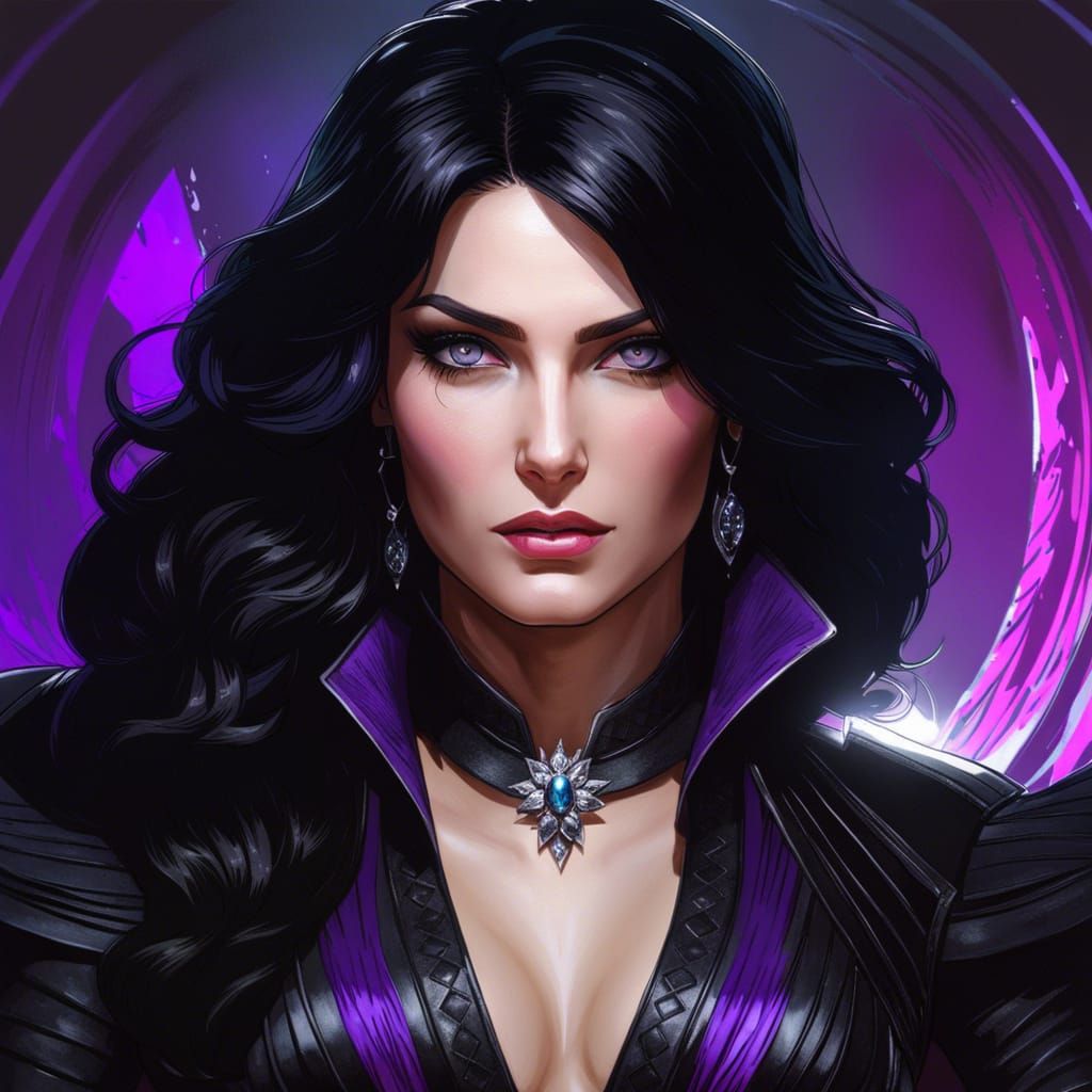 Hyperdetailed Portrait of Yennefer in Art Nouveau Style