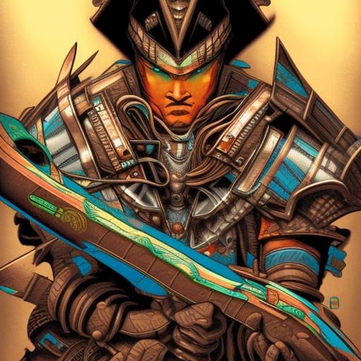 Dynamic Monster Hunter in Comic Book Style