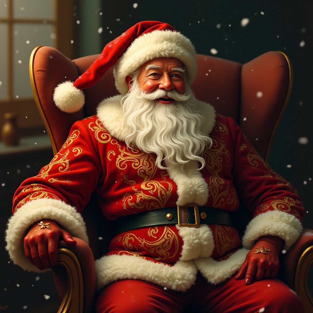 Santa Claus in Russian Folk Art Style