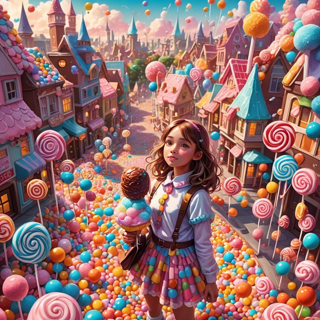 Candy Girl in Candyland: A Digital Illustration