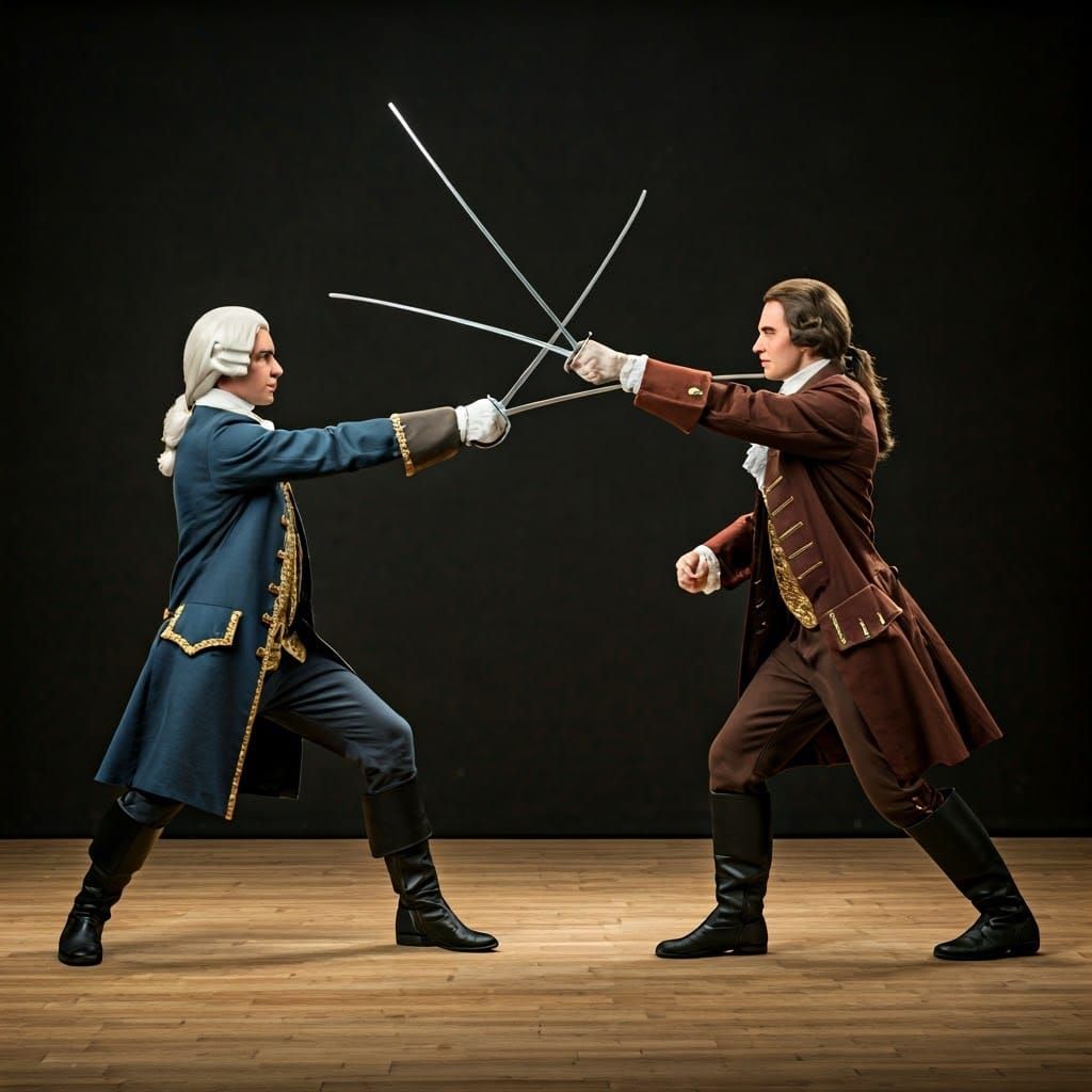 18th Century Rapier Duel Between Two Men