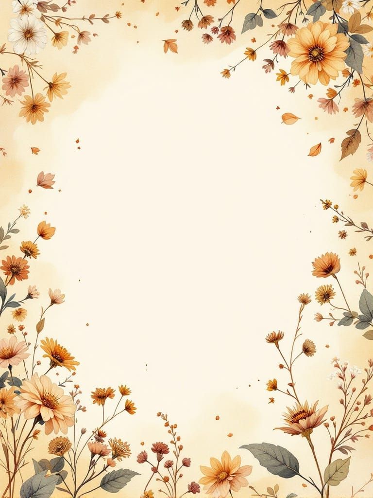 Elegant Handmade Paper Background with Delicate Floral Accen...