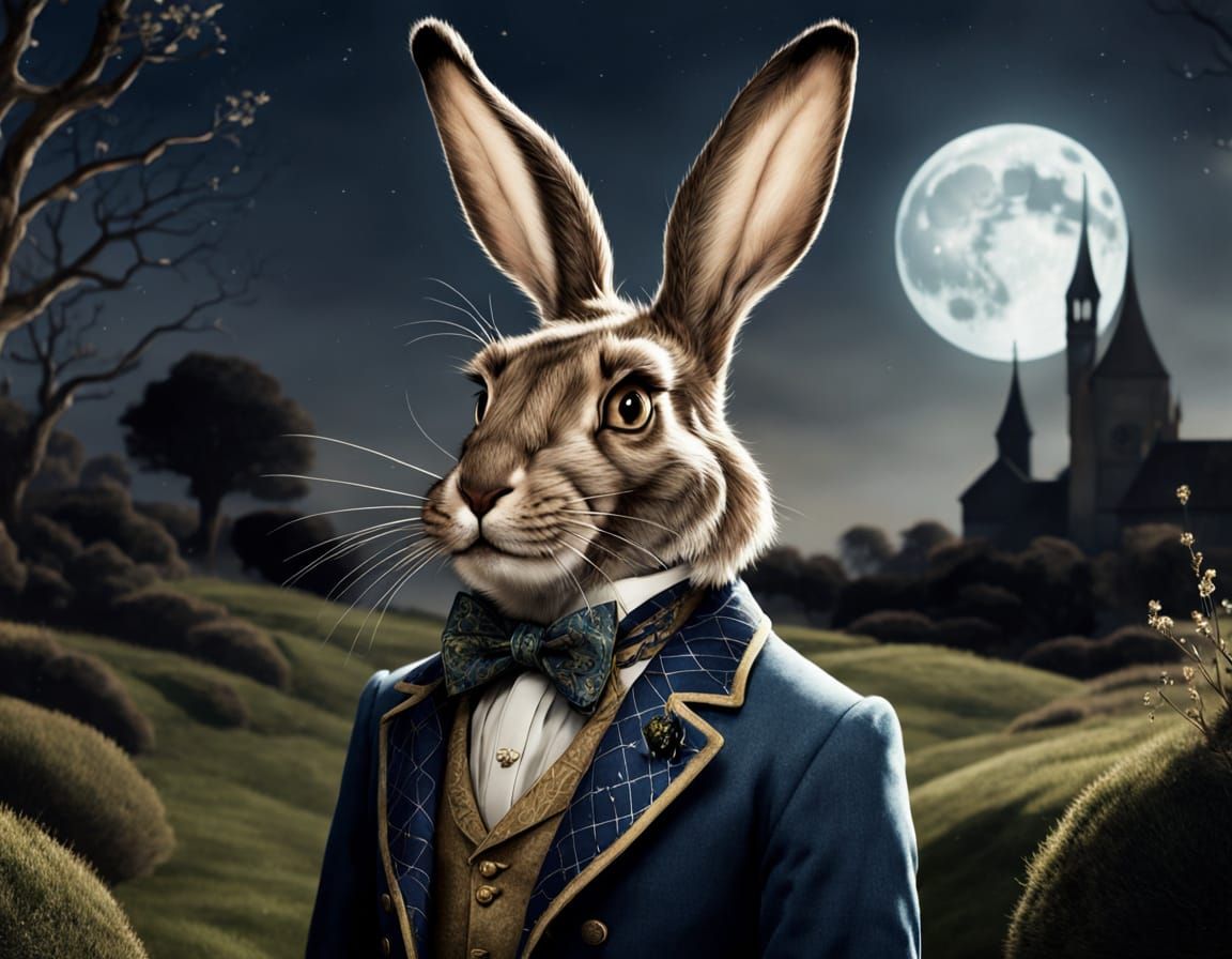 Tired March Hare Gazing at the Sky