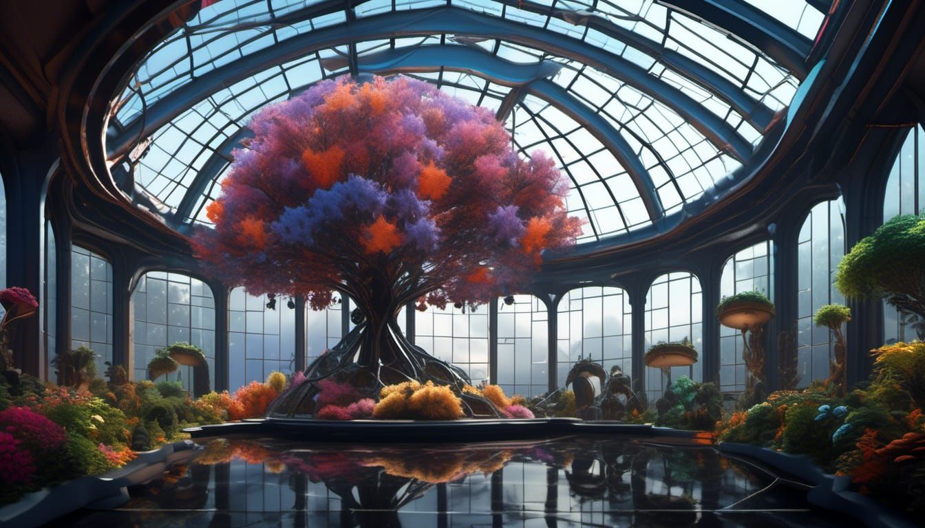 Arcology Greenhouse Dome on Mars at Dawn