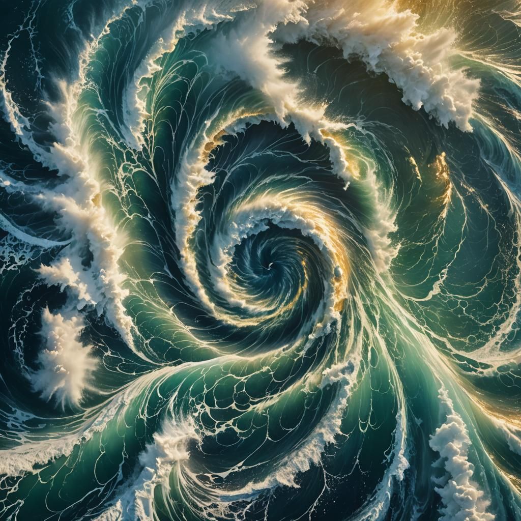 Powerful Cyclone in Open Sea Fantasy Concept Art