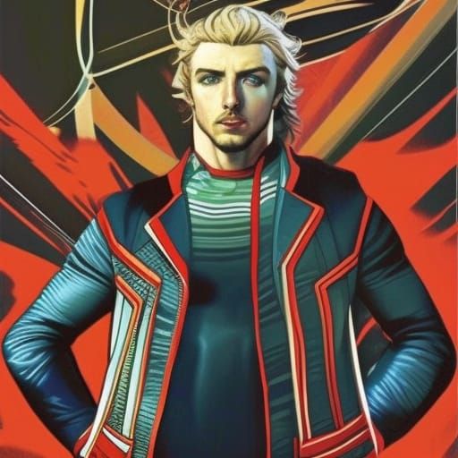 Quicksilver Portrait in Comic Book Art Style