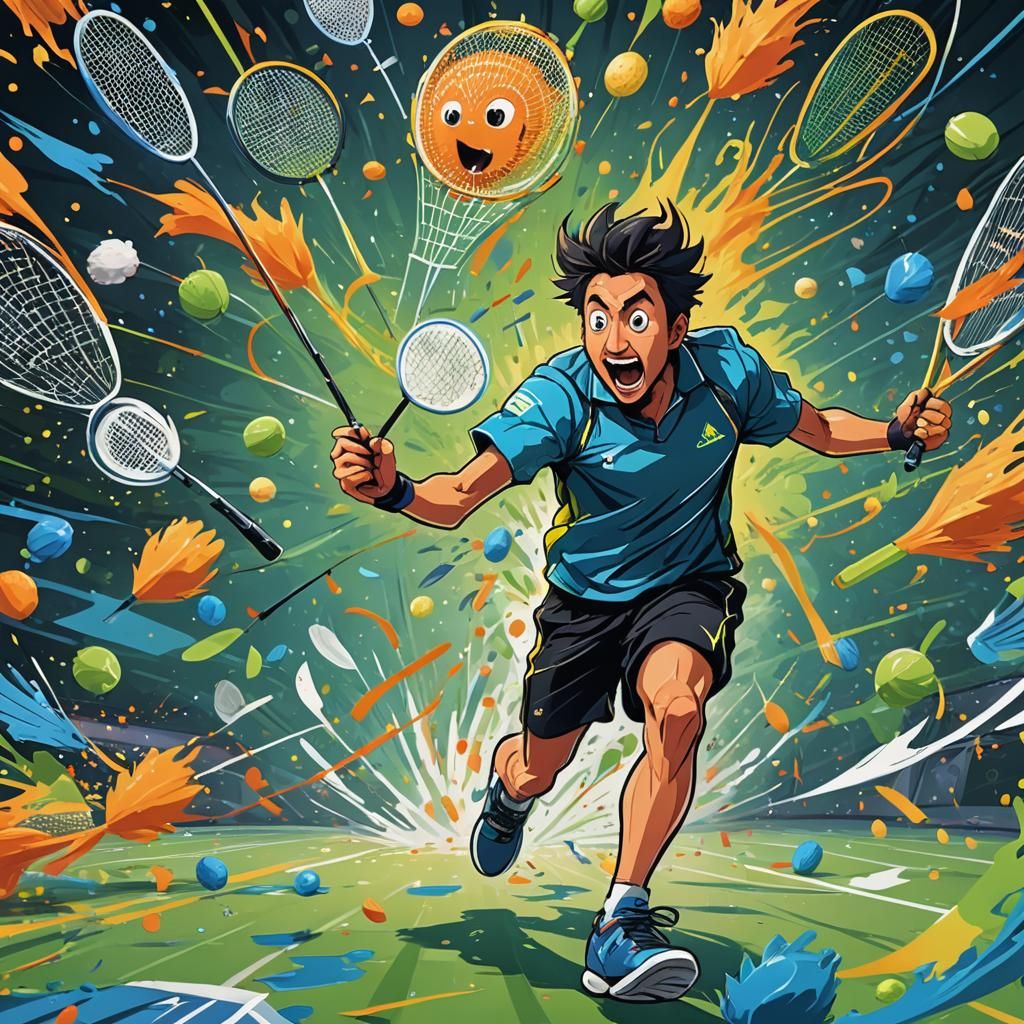 Humorous Badminton Concept Art in Fantasy Style