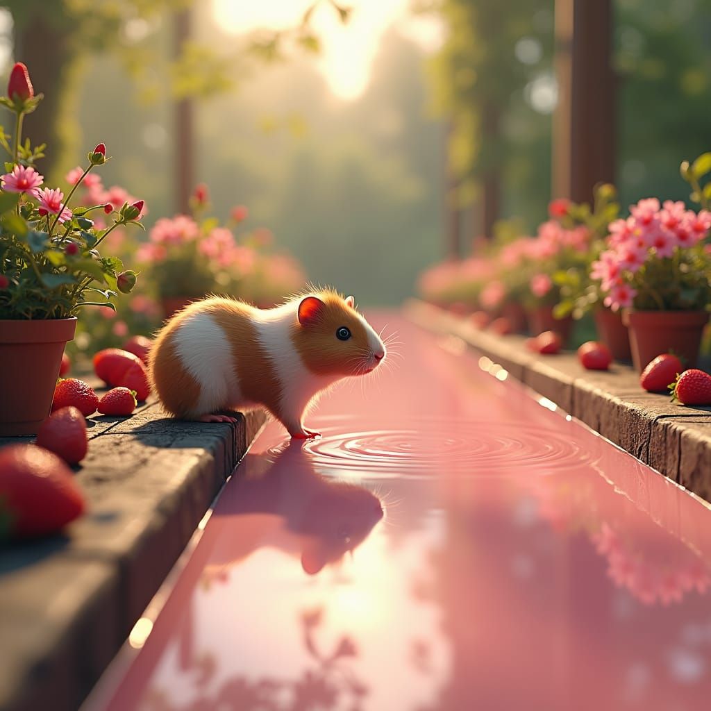 Guinea Pig and Strawberry Milkshake Dreamscape