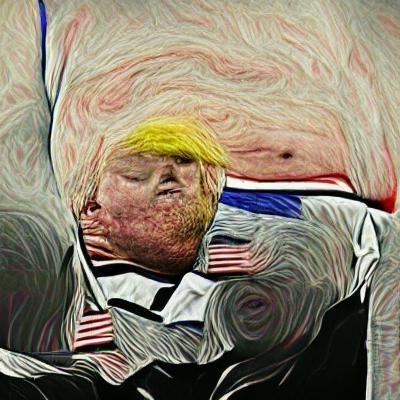 Portrait with Flag, Van Gogh Style