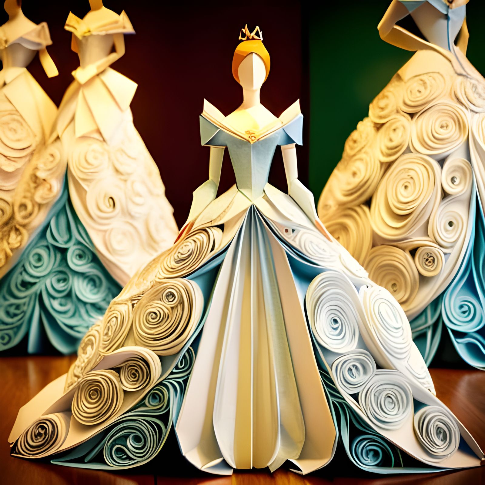 Surreal Origami Cinderella Gown Sculpture