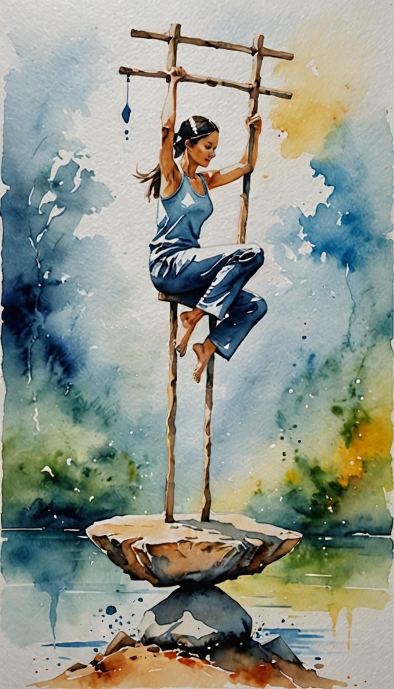 Watercolor Balanced Scale Illustration