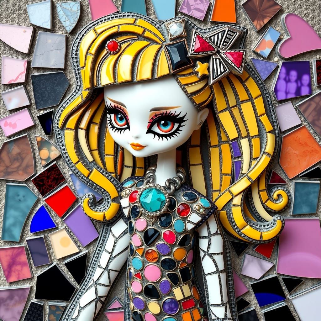 Vibrant Mosaic Monster Doll