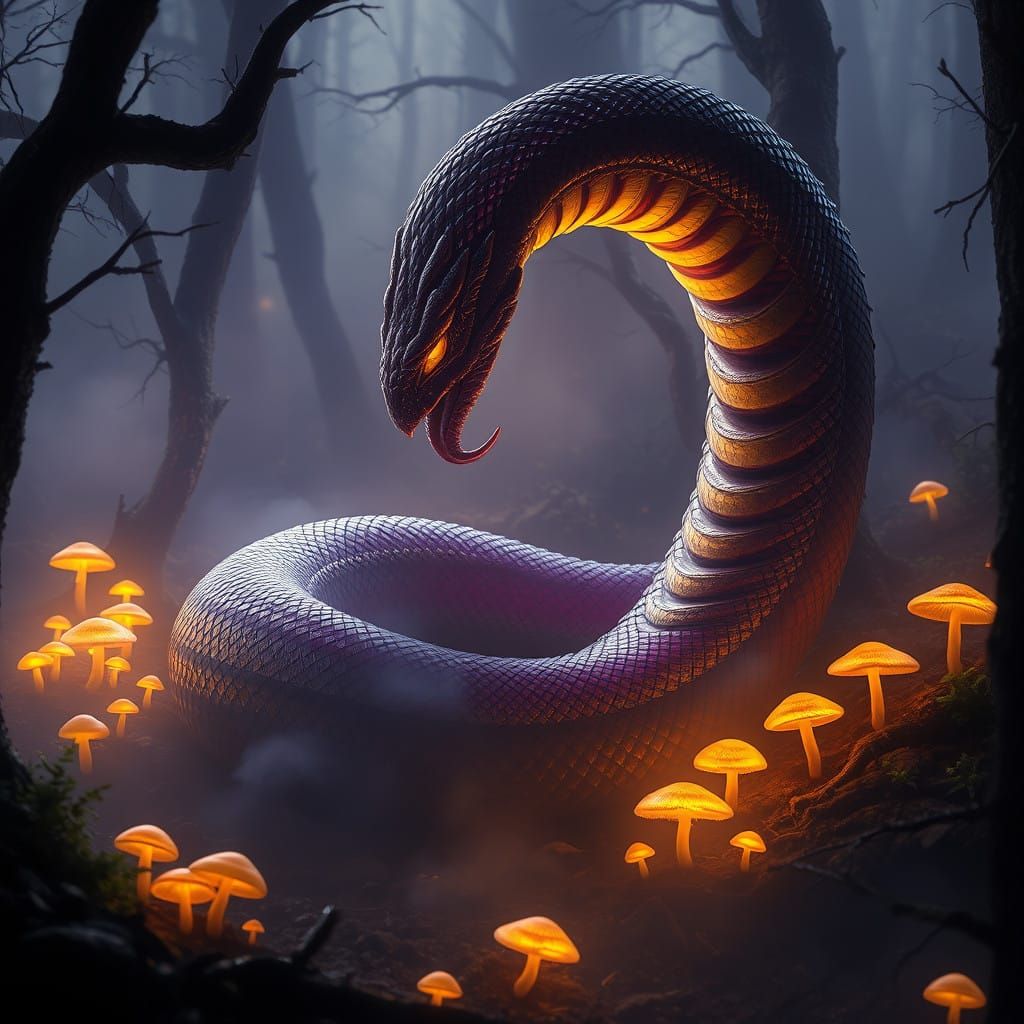 Majestic Lindworm in Ancient Forest