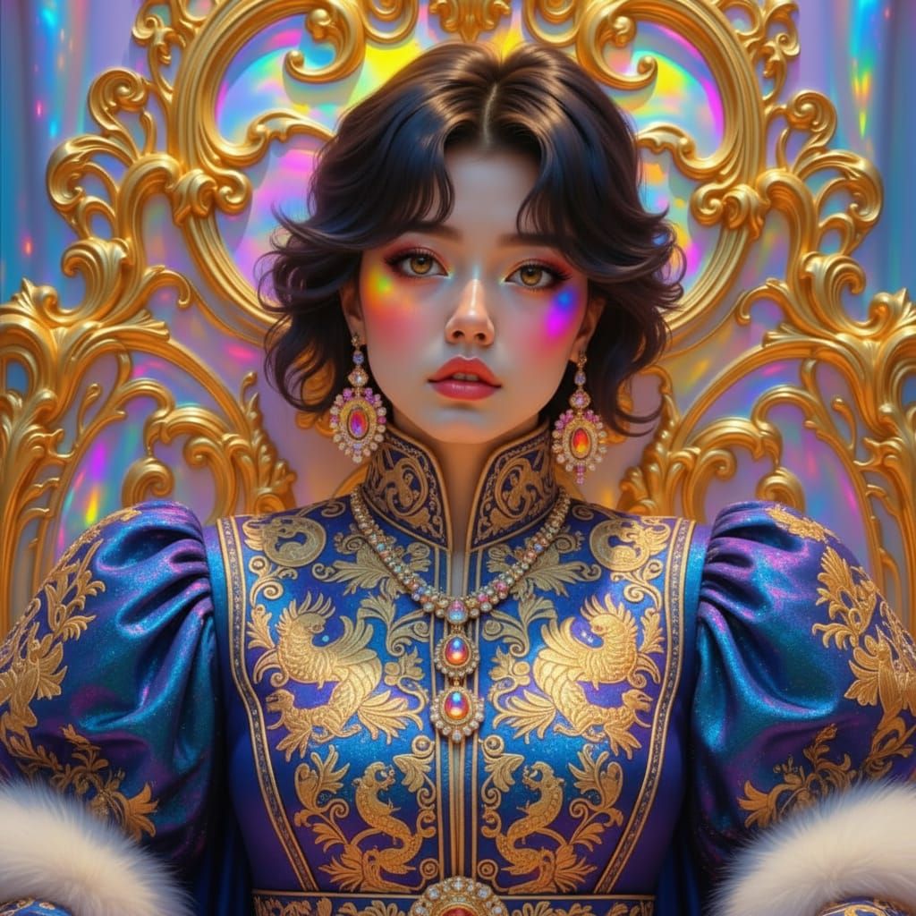 Iridescent Sci-Fi Woman in Jelly Anime Style